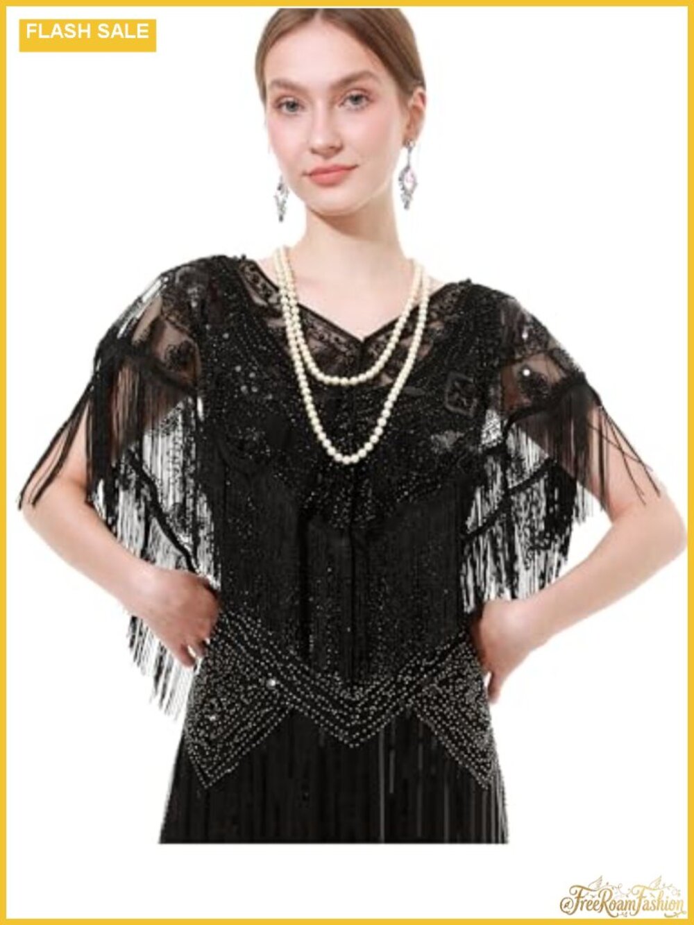 1920s Sequin Fringe Shawl Wrap Mesh Wedding Party Gatsby